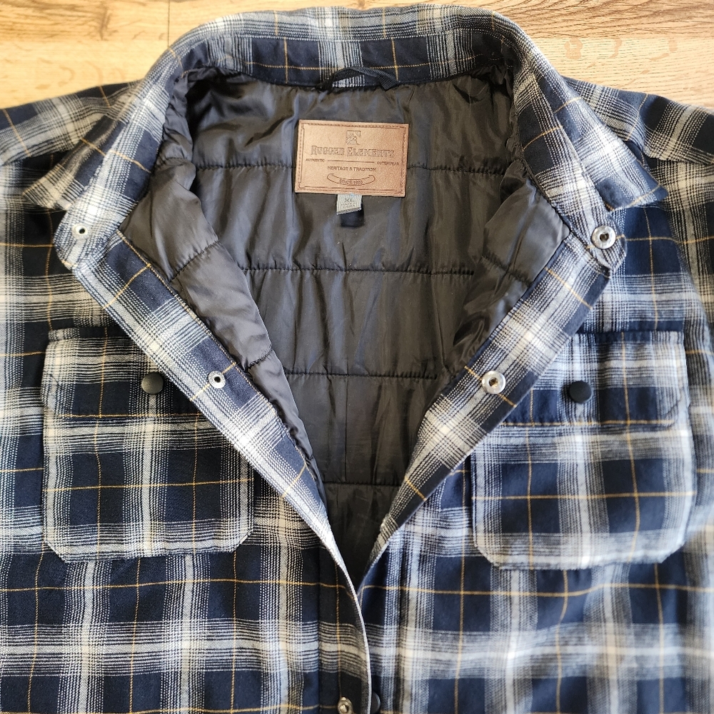 Rugged Elements Utility Jacket Men Size XL Plaid Camping Cotton Blend - Picture 9 of 16